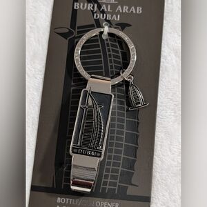 NEW Dubai keychain Bottle Opener, Burj El Arab Charm, Engraved Hotel Sky Scraper
